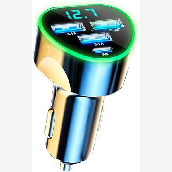 4-in-1 Auto-Ladegerät mit Voltanzeige